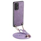 For Samsung Galaxy S24 5G Vintage Leather PC Back Cover Phone Case with Crossbody Strap(Purple) - 1