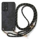 For Samsung Galaxy S22 Ultra 5G Vintage Leather PC Back Cover Phone Case with Crossbody Strap(Black) - 2