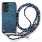 For Samsung Galaxy S22 Ultra 5G Vintage Leather PC Back Cover Phone Case with Crossbody Strap(Blue) - 2