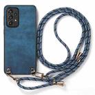 For Samsung Galaxy S22+ 5G Vintage Leather PC Back Cover Phone Case with Crossbody Strap(Blue) - 2