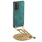 For Samsung Galaxy S22+ 5G Vintage Leather PC Back Cover Phone Case with Crossbody Strap(Green) - 1