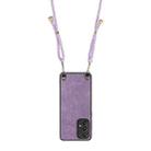 For Samsung Galaxy S22+ 5G Vintage Leather PC Back Cover Phone Case with Crossbody Strap(Purple) - 3