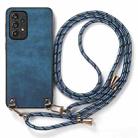 For Samsung Galaxy A13 5G Vintage Leather PC Back Cover Phone Case with Crossbody Strap(Blue) - 2