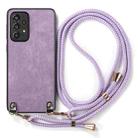 For Samsung Galaxy S21 5G Vintage Leather PC Back Cover Phone Case with Crossbody Strap(Purple) - 2