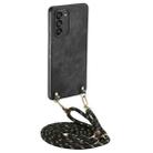 For Samsung Galaxy S21+ 5G Vintage Leather PC Back Cover Phone Case with Crossbody Strap(Black) - 1