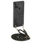 For Samsung Galaxy A21s Vintage Leather PC Back Cover Phone Case with Crossbody Strap(Black) - 1