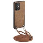 For Samsung Galaxy A71 5G Vintage Leather PC Back Cover Phone Case with Crossbody Strap(Brown) - 1