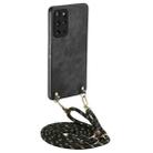 For Samsung Galaxy S20+ Vintage Leather PC Back Cover Phone Case with Crossbody Strap(Black) - 1