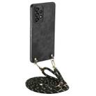 For Samsung Galaxy A52 5G / 4G Vintage Leather PC Back Cover Phone Case with Crossbody Strap(Black) - 1