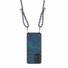 For Samsung Galaxy A72 5G / 4G Vintage Leather PC Back Cover Phone Case with Crossbody Strap(Blue) - 3