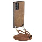 For Samsung Galaxy Note20 Vintage Leather PC Back Cover Phone Case with Crossbody Strap(Brown) - 1