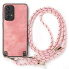 For Samsung Galaxy A70 / A70s Vintage Leather PC Back Cover Phone Case with Crossbody Strap(Pink) - 2