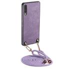 For Samsung Galaxy A70 / A70s Vintage Leather PC Back Cover Phone Case with Crossbody Strap(Purple) - 1