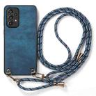 For Samsung Galaxy A50 / A50s Vintage Leather PC Back Cover Phone Case with Crossbody Strap(Blue) - 2
