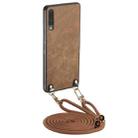 For Samsung Galaxy A50 / A50s Vintage Leather PC Back Cover Phone Case with Crossbody Strap(Brown) - 1
