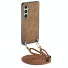 For Samsung Galaxy A56 5G Vintage Leather PC Back Cover Phone Case with Crossbody Strap(Brown) - 1