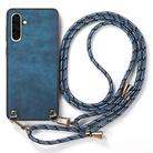 For Samsung Galaxy A36 Vintage Leather PC Back Cover Phone Case with Crossbody Strap(Blue) - 2