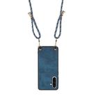 For Samsung Galaxy A36 Vintage Leather PC Back Cover Phone Case with Crossbody Strap(Blue) - 3