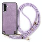 For Samsung Galaxy A36 Vintage Leather PC Back Cover Phone Case with Crossbody Strap(Purple) - 2