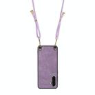 For Samsung Galaxy A36 Vintage Leather PC Back Cover Phone Case with Crossbody Strap(Purple) - 3