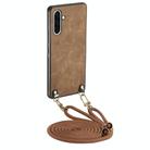 For Samsung Galaxy A36 Vintage Leather PC Back Cover Phone Case with Crossbody Strap(Brown) - 1