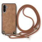 For Samsung Galaxy A36 Vintage Leather PC Back Cover Phone Case with Crossbody Strap(Brown) - 2