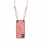 For Samsung Galaxy S25 Edge 5G Vintage Leather PC Back Cover Phone Case with Crossbody Strap(Pink) - 3