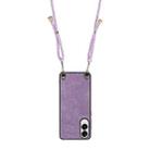 For Samsung Galaxy S25 Edge 5G Vintage Leather PC Back Cover Phone Case with Crossbody Strap(Purple) - 3
