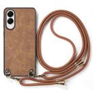 For Samsung Galaxy S25 Edge 5G Vintage Leather PC Back Cover Phone Case with Crossbody Strap(Brown) - 2