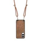 For Samsung Galaxy S25 Edge 5G Vintage Leather PC Back Cover Phone Case with Crossbody Strap(Brown) - 3