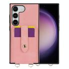 For Samsung Galaxy S23+ 5G Skin Card Bag Crossbody Lanyard Phone Case(Pink) - 1