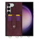 For Samsung Galaxy S23+ 5G Skin Card Bag Crossbody Lanyard Phone Case(Red) - 1