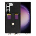 For Samsung Galaxy S23+ 5G Skin Card Bag Crossbody Lanyard Phone Case(Black) - 1