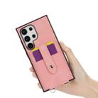 For Samsung Galaxy S23 Ultra 5G Skin Card Bag Crossbody Lanyard Phone Case(Pink) - 2
