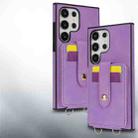 For Samsung Galaxy S23 Ultra 5G Skin Card Bag Crossbody Lanyard Phone Case(Purple) - 3