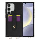 For Samsung Galaxy S24+ 5G Skin Card Bag Crossbody Lanyard Phone Case(Black) - 1