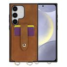 For Samsung Galaxy S24+ 5G Skin Card Bag Crossbody Lanyard Phone Case(Brown) - 1