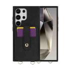 For Samsung Galaxy S24 Ultra 5G Skin Card Bag Crossbody Lanyard Phone Case(Black) - 1