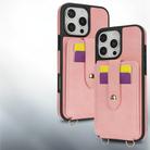 For iPhone 12 Crossbody Skin Card Bag Lanyard Phone Case(Pink) - 3