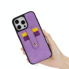 For iPhone 12 Pro Crossbody Skin Card Bag Lanyard Phone Case(Purple) - 2