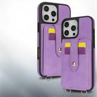 For iPhone 12 Pro Crossbody Skin Card Bag Lanyard Phone Case(Purple) - 3