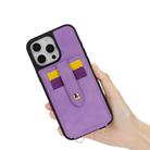 For iPhone 13 Crossbody Skin Card Bag Lanyard Phone Case(Purple) - 2