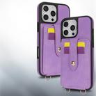 For iPhone 13 Crossbody Skin Card Bag Lanyard Phone Case(Purple) - 3