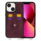 For iPhone 13 Crossbody Skin Card Bag Lanyard Phone Case(Red) - 1