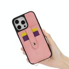 For iPhone 13 Pro Crossbody Skin Card Bag Lanyard Phone Case(Pink) - 2