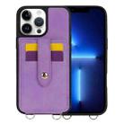 For iPhone 13 Pro Crossbody Skin Card Bag Lanyard Phone Case(Purple) - 1