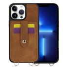 For iPhone 13 Pro Crossbody Skin Card Bag Lanyard Phone Case(Brown) - 1