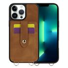 For iPhone 13 Pro Max Crossbody Skin Card Bag Lanyard Phone Case(Brown) - 1