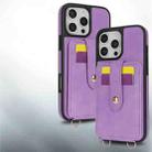 For iPhone 14 Crossbody Skin Card Bag Lanyard Phone Case(Purple) - 3