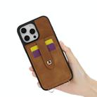 For iPhone 14 Crossbody Skin Card Bag Lanyard Phone Case(Brown) - 2